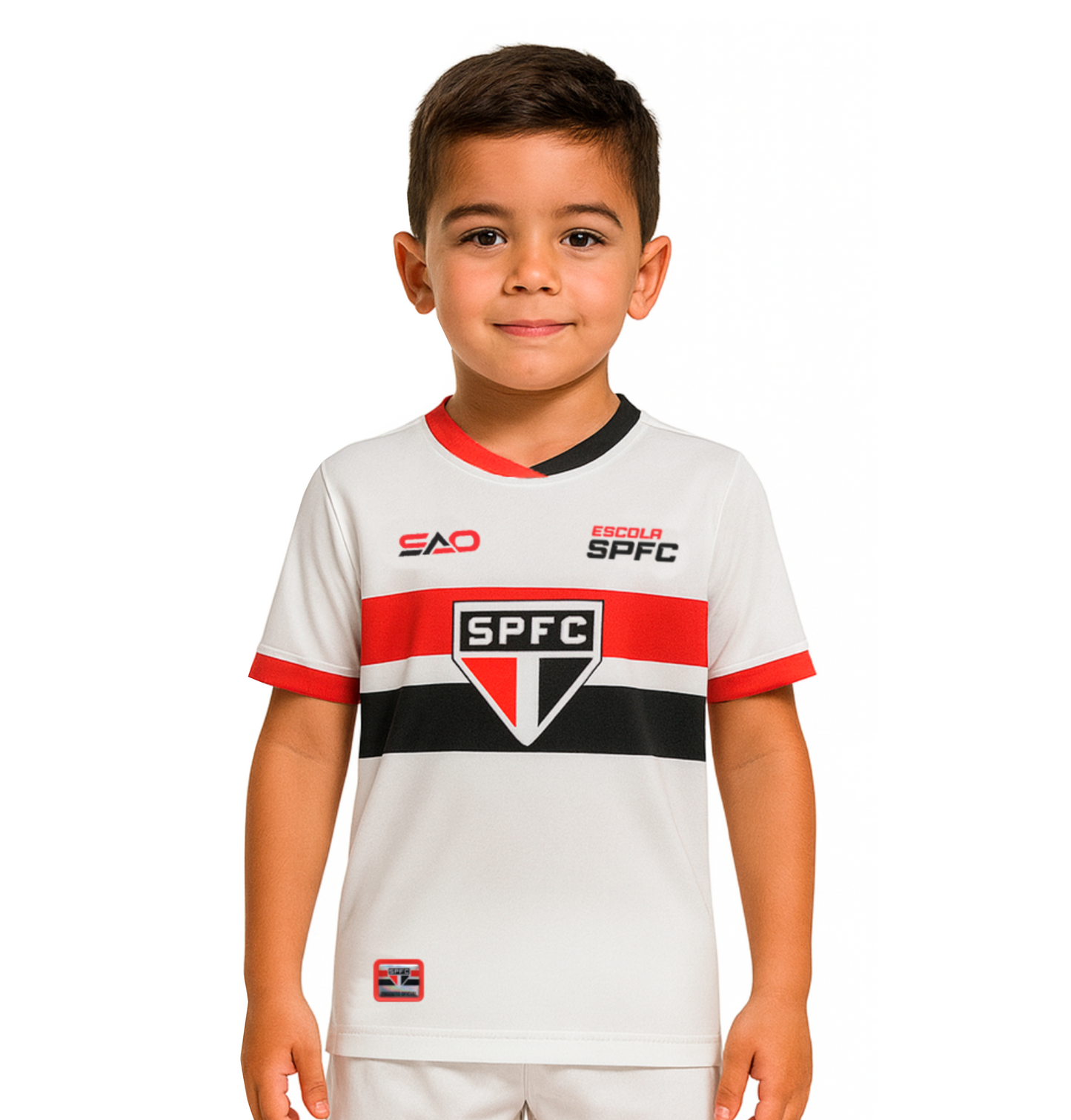 CAMISA UNIFORME 1 JOGO  – MODELO MANGA CURTA (ESCOLAS SPFC)
