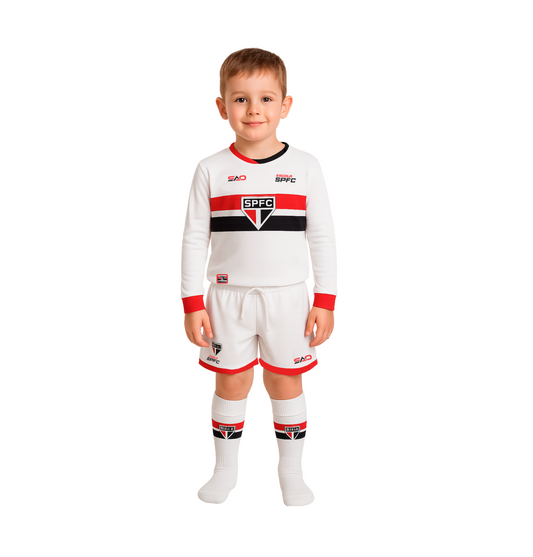 KIT UNIFORME 1 JOGO  – MODELO MANGA LONGA (ESCOLAS SPFC)